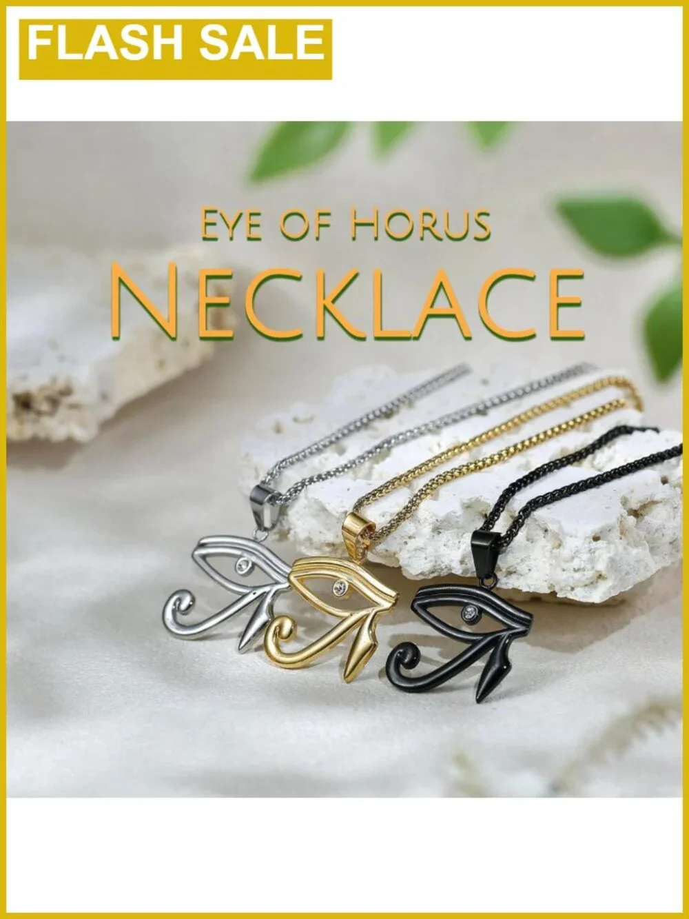 Eye of Horus Pendant Necklace Stainless Steel Ancient Egyptian Protection Charm